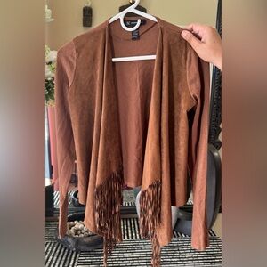 I.N.C brown fringe cardigan size small